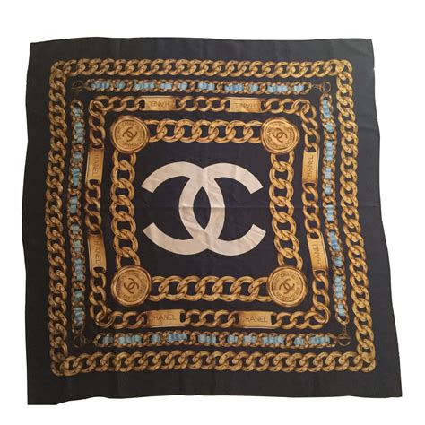 chanel blue and white silk scarf|chanel silk scarf vintage.